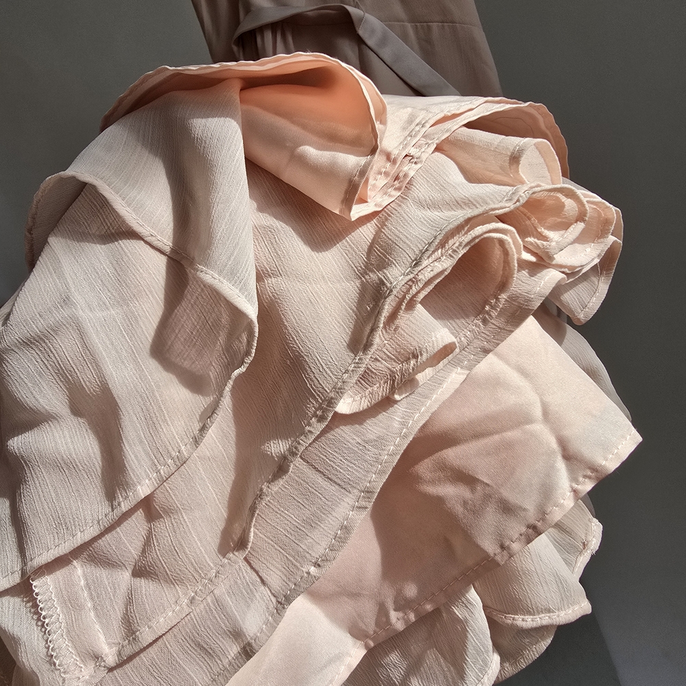Vera Wang White Davids Bridal 20 Long Blush Dusty Rose Chiffon Dress Cross Back - Picture 4 of 15